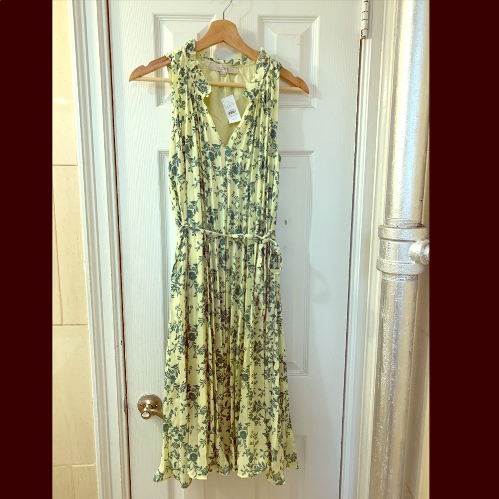 LOFT colorful floral pleated dress. XS/S